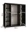 Armoire penderie Liskamm 40 avec porte miroir moderne | Noir mat | 200 x 180 x 62 cm | 10 compartiments, 2 tringles