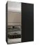 Armoire / Armoire à portes coulissantes | 11 compartiments | 245,5 x 170 x 64 cm | 2 portes coulissantes | 2 tringles à vêtements | Miroir | Couleur : noir | Fermeture en douceur