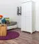 Étroite Armoire | 2 portes battantes | 4 casiers | avec tringle à vêtements | 80 cm de large | Bois massif | Couleur: Blanc Abbildung