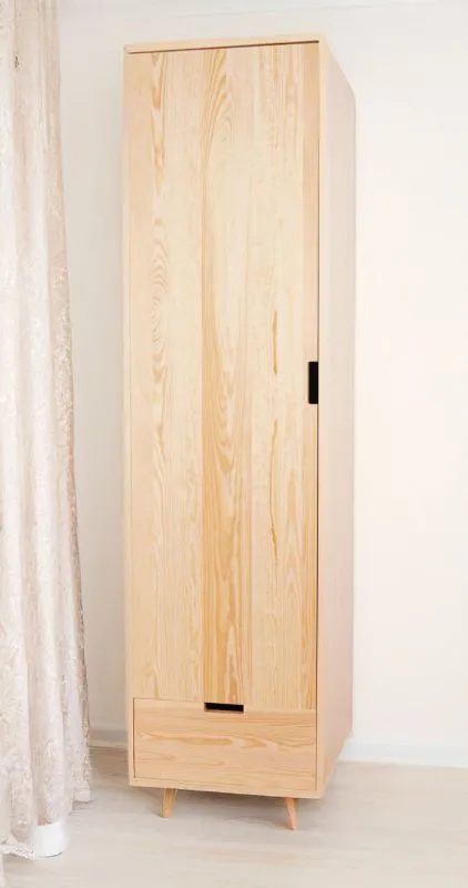 Armoire en pin massif naturel Aurornis 02 | 200 x 50 x 60 cm | Design moderne et grande capacité