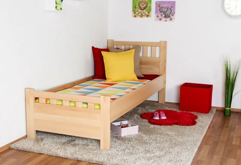 Cadre de lit pour enfants / Lit pour enfant 80 x 200 cm | Bois massif: Hêtre | Laqué Naturel Abbildung