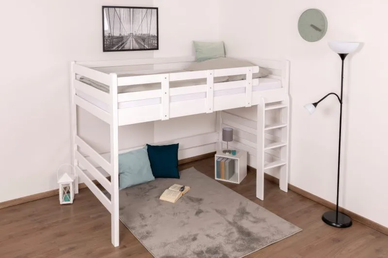 Lit mezzanine pour adultes "Easy Premium Line" K23/n, hêtre massif laqué blanc, divisible - Surface de couchage : 120 x 200 cm