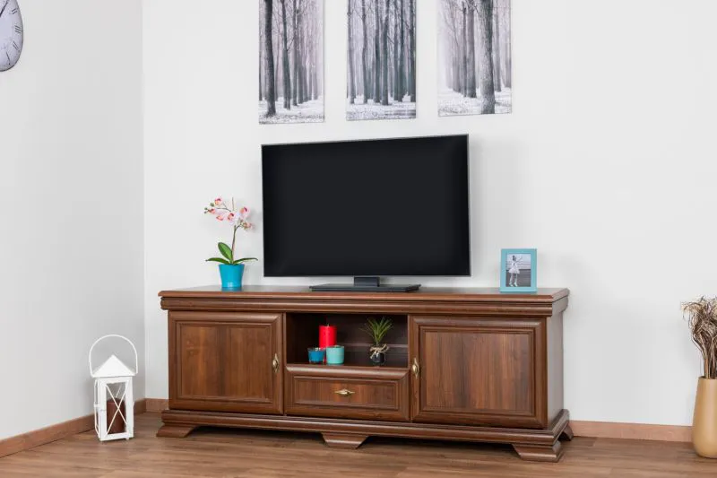 Meuble TV Sentis 07, Couleur : Marron foncé - 59 x 158 x 46 cm (H x L x P)
