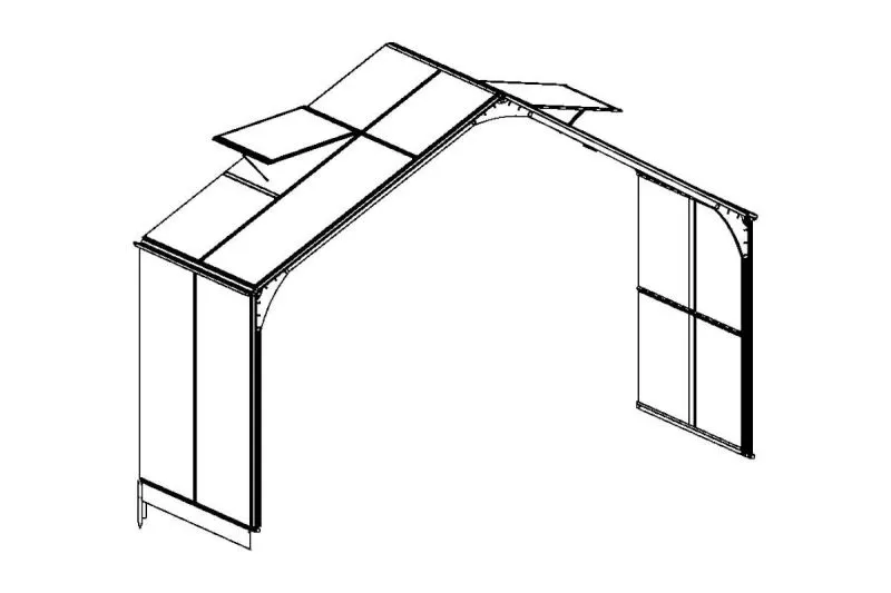 Ensemble d'extension pour la serre Romarin PRO, version : verre véritable 4 mm, 137 x 354 x 267 cm, couleur des profilés : noir, avec 2 fenêtres de toit