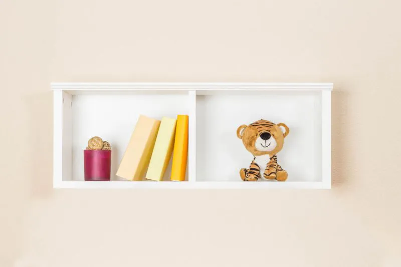 Étagère murale en pin massif blanc | Junco 334 | 30 x 81 x 24 cm | 2 compartiments pratiques
