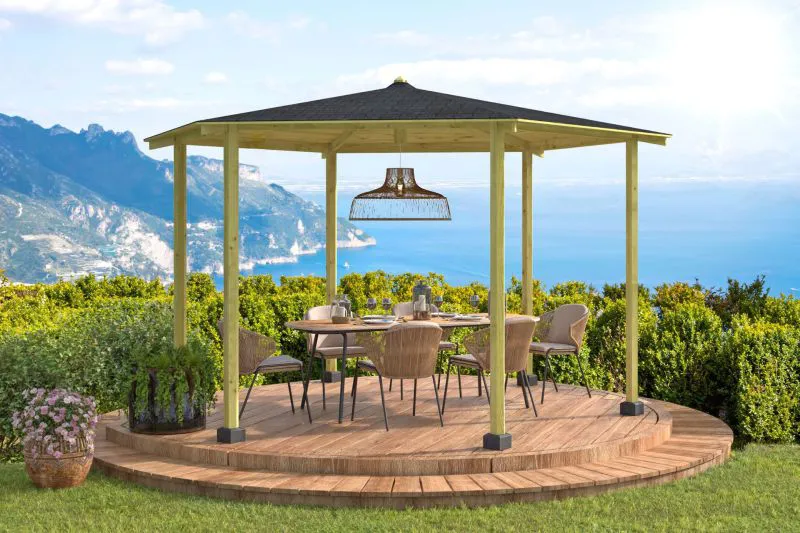 Pavillon Rio Grand en pin imprégné sous pression - Dimensions : 323 x 400 cm (L x l)