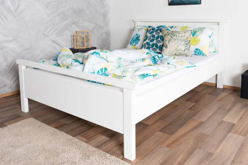 Lit junior élégant en pin massif 69 | Blanc | 160 x 200 cm | Inclus sommier | Montage rapide