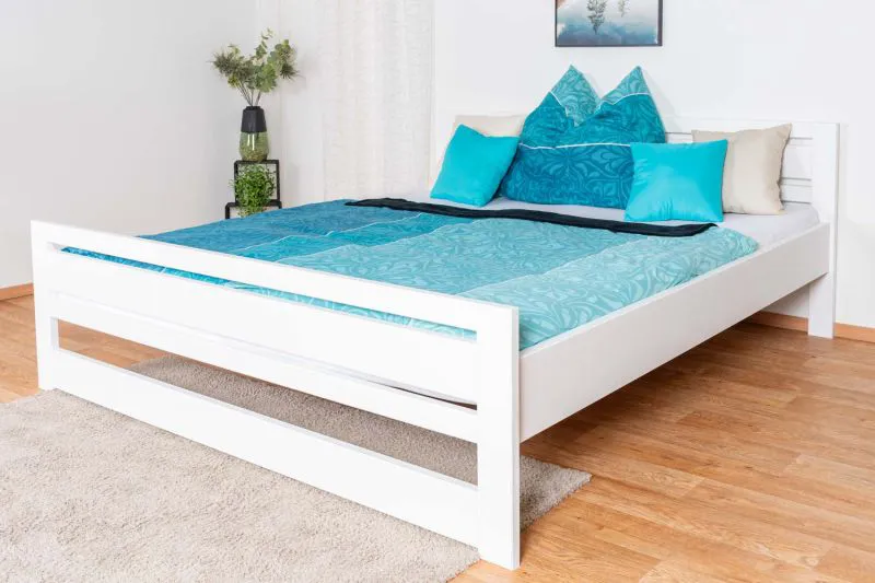 Lit d'adolescent blanc en pin massif 71, sommier à lattes inclus, dimensions du matelas 180 x 200 cm, design attrayant, facile à combiner, robuste