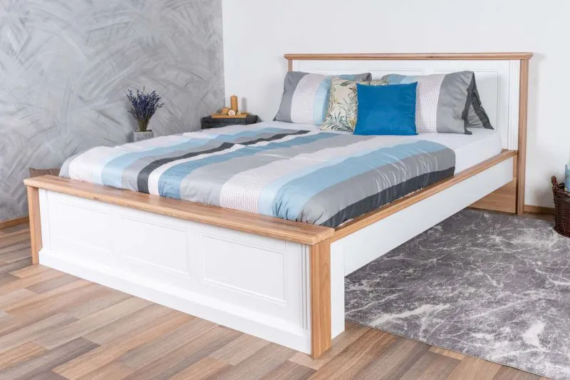 Lit double Lotofaga 22 blanc et noyer | Couchage 160 x 200 cm | Design moderne et qualité supérieure