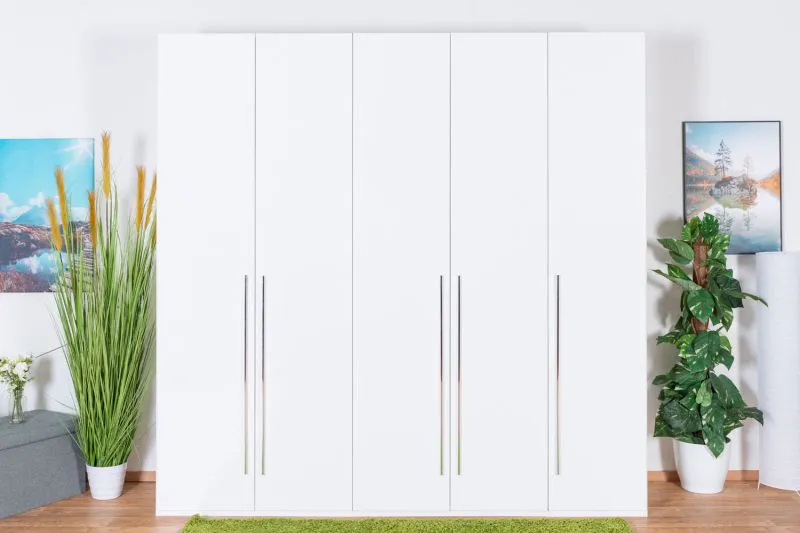 Armoire penderie Siumu 24 blanc & blanc brillant | 224 x 227 x 56 cm | Design contemporain