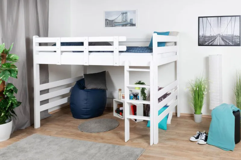 Lit mezzanine "Easy Premium Line" K23/n, hêtre massif laqué blanc, divisible - Surface de couchage : 120 x 190 cm
