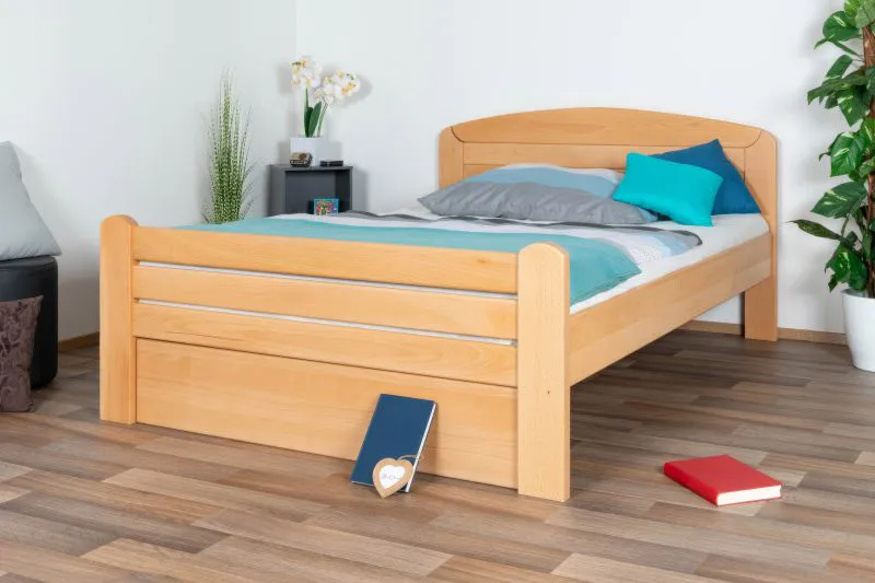 Lit simple / lit d'appoint "Easy Premium Line" K7 incl.1 panneau de recouvrement, 140 x 200 cm bois de hêtre massif nature