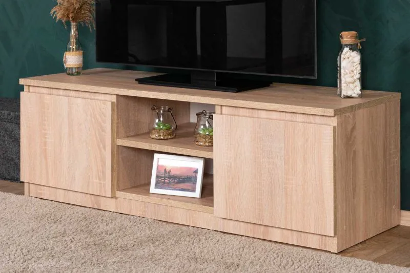 Meuble TV bas Olavarria 05 | Sonoma chêne | 40 x 120 x 41 cm | Design moderne et spacieux