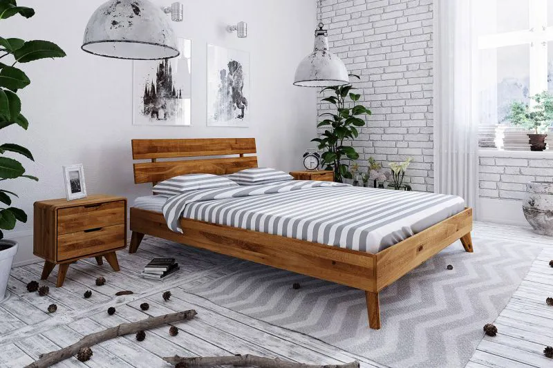 Bois massif Lit | 140 x 200 cm | Chêne Sauvage | Huilé | Naturel Abbildung
