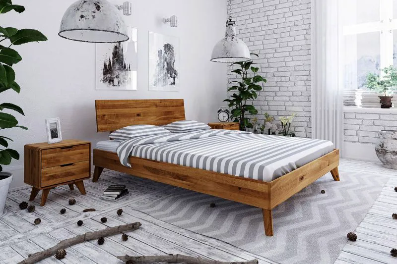 Bois massif Lit | 200 x 200 cm | Chêne Sauvage | Huilé | Naturel Abbildung