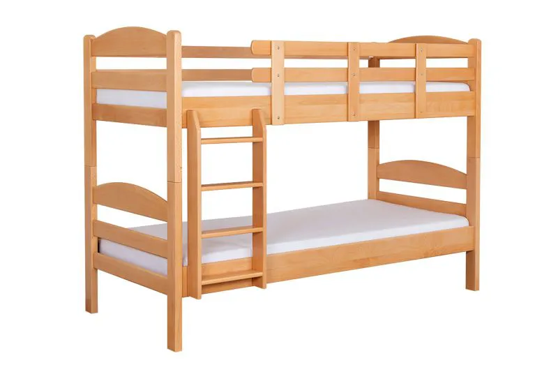 Lit superposé pour adolescents 90 x 200 cm | Bois massif: Hêtre | Laqué Naturel | convertible en 2 lits simples | Incl. Sommier à lattes déroulable Abbildung