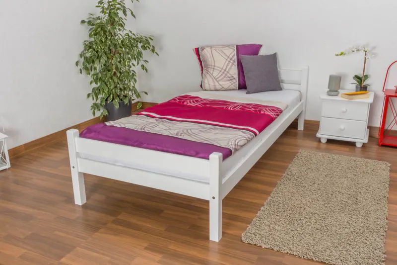 Cadre de lit pour enfants / Lit pour enfant 90 x 200 cm | Bois massif: Pin | Laqué Blanc Abbildung