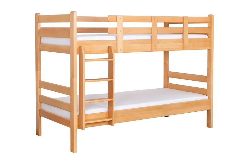 Lit superposé pour adolescents 90 x 200 cm | Bois massif: Hêtre | Laqué Naturel | convertible en 2 lits simples | Incl. Sommier à lattes déroulable Abbildung
