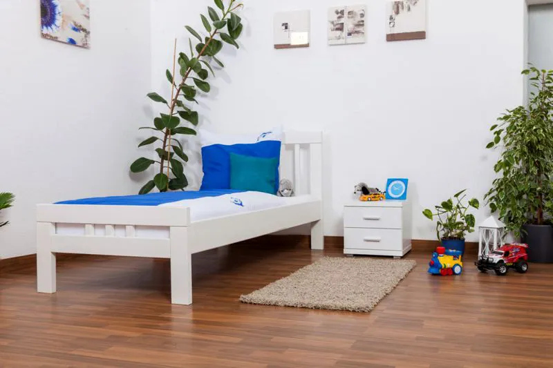 Cadre de lit pour enfants / Lit pour enfant 90 x 200 cm | Bois massif: Hêtre | Laqué Blanc | Qualité particulièrement élevée Abbildung
