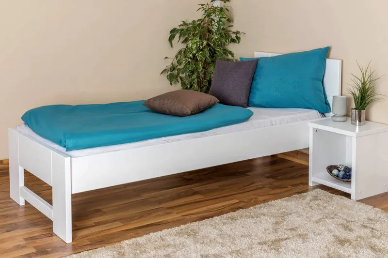 Cadre de lit pour enfants / Lit pour enfant 80 x 200 cm | Bois massif: Hêtre | Laqué Blanc Abbildung