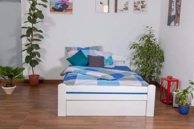 Blanc Hêtre Bois massif Lit 140 x 200 cm Blanc Abbildung