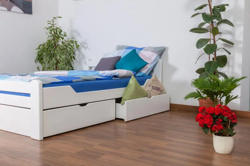 Lit avec espace de rangement Hêtre massif 140 x 200 cm Blanc Abbildung
