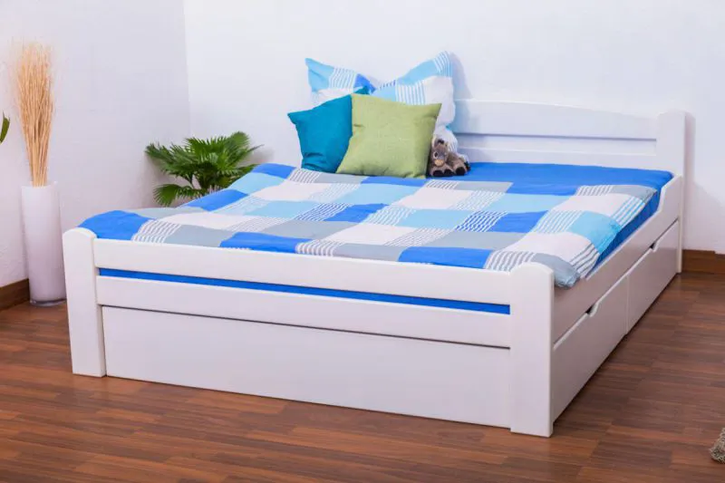 Blanc Hêtre Lit avec espace de rangement 160 x 200 cm Blanc Abbildung