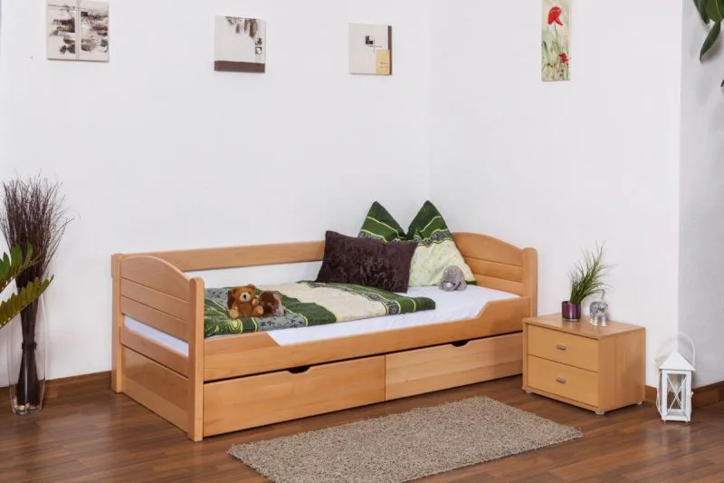Hêtre Lit avec espace de rangement 90 x 200 cm Naturel Abbildung