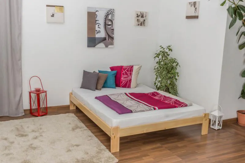 Lit en bois 160 x 200 cm Pin massif Naturel avec sommier à lattes Abbildung