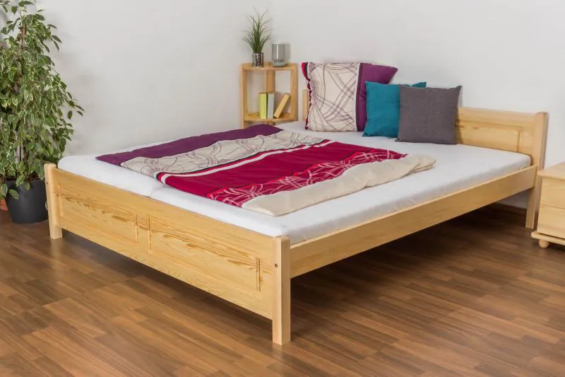 Lit en bois 180 x 200 cm Pin massif Naturel avec sommier à lattes Abbildung