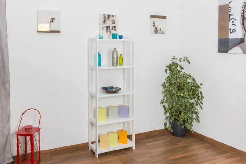 Bibliothèque - 60 cm de large, Pin Bois-massif, Couleur: Blanc Abbildung