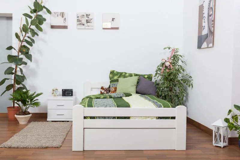 Blanc Hêtre Lit en bois 120 x 200 cm Blanc Abbildung
