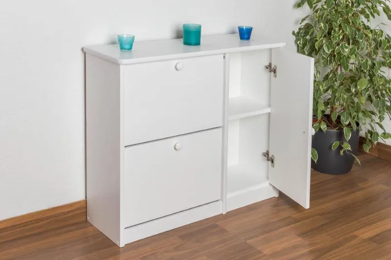 Bois massif-Armoire à chaussures, Couleur: Blanc 80x90x30 cm Abbildung