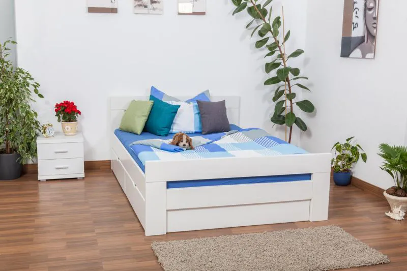 Blanc Hêtre Tiroirs de lit 140 x 200 cm Blanc Abbildung