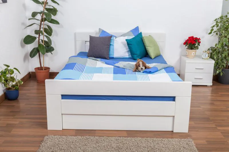Lit en bois avec espace de rangement 140 x 200 cm Hêtre massif Blanc Abbildung