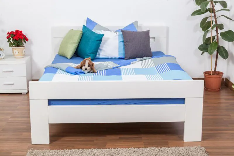 Lit en bois Cadre de lit Hêtre 140 x 200 cm Blanc Abbildung