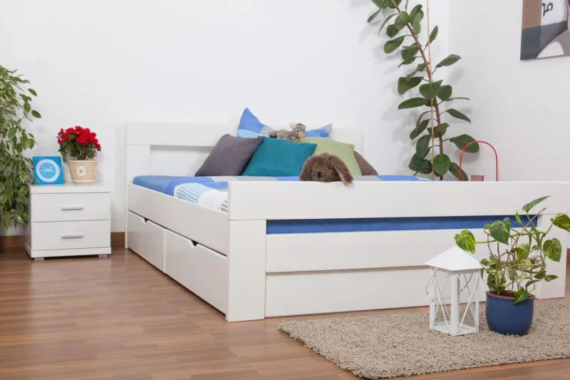 Hêtre Lit en bois Cadre de lit 160 x 200 cm Blanc Abbildung