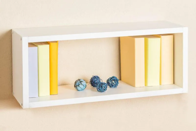 Étagère suspendue, Étagère murale, Bibliothèque - 60 cm de large, Pin Bois massif, Couleur: Blanc Abbildung