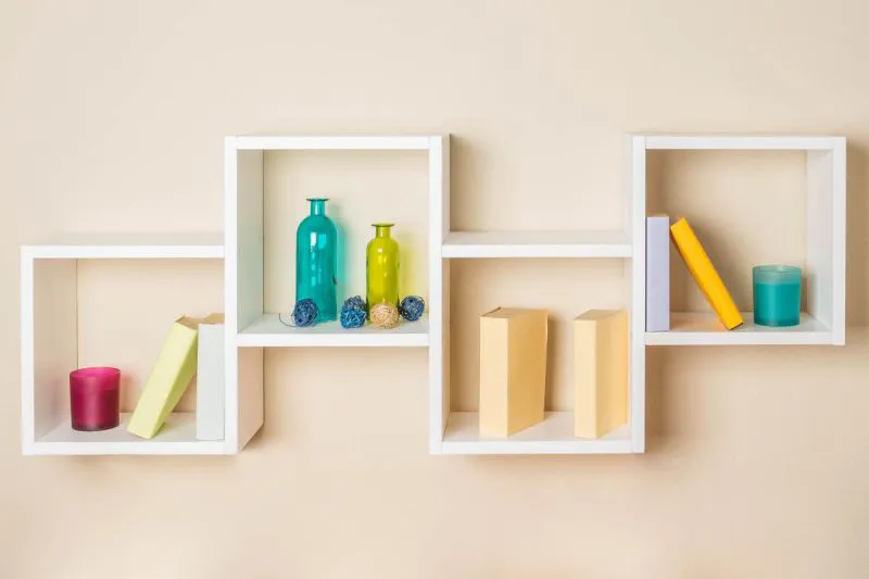 Étagère suspendue, Étagère murale, Bibliothèque - 130 cm de large, Pin Bois massif, Couleur: Blanc Abbildung