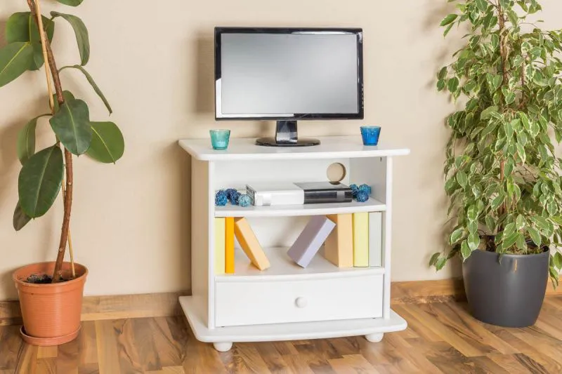 TV-Board Bois massif Couleur: Blanc 66x72x44 cm Abbildung
