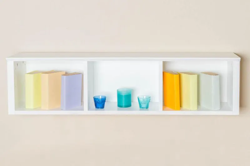Étagère suspendue, Étagère murale, Bibliothèque - 120 cm de large, Pin Bois massif, Couleur: Blanc Abbildung
