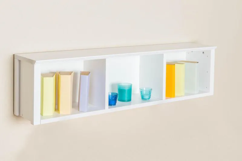 Bibliothèque - 120 cm de large, Pin Bois-massif, Couleur: Blanc Abbildung