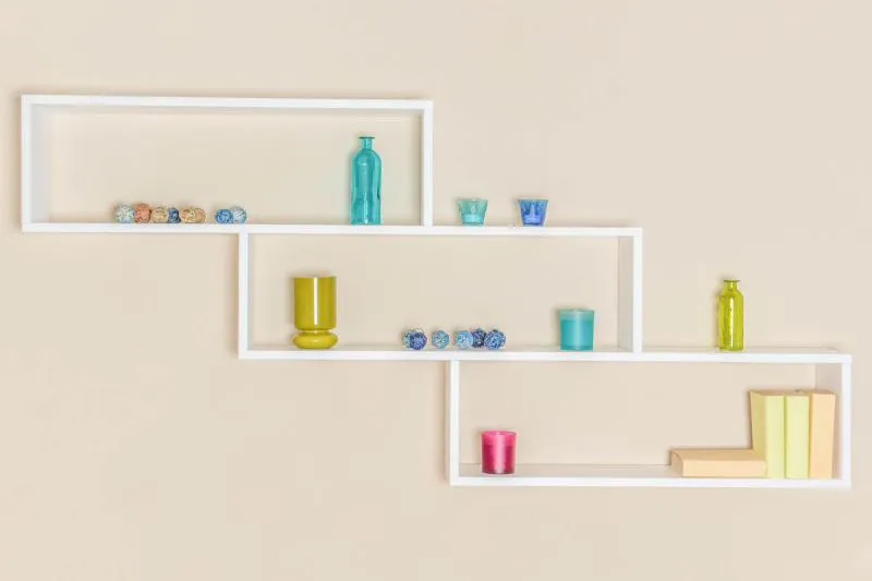 Étagère suspendue, Étagère murale, Bibliothèque - 180 cm de large, Pin Bois massif, Couleur: Blanc Abbildung