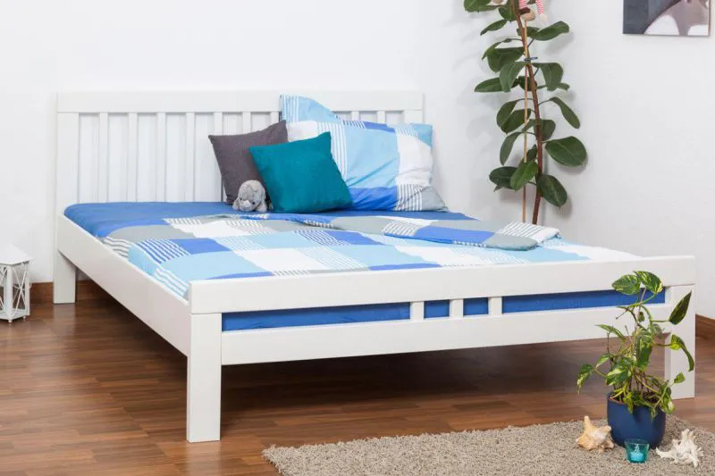 Lit en bois 180 x 200 cm Hêtre massif Blanc Abbildung
