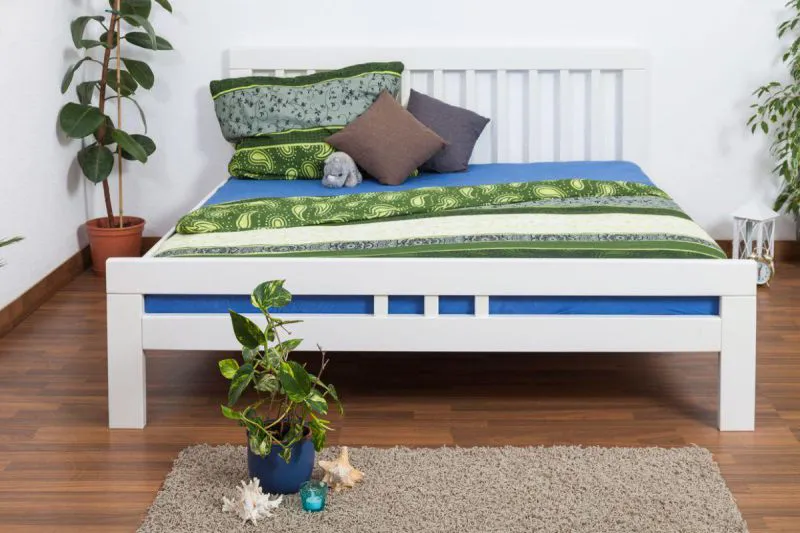 Hêtre Bois massif Cadre de lit 180 x 200 cm Blanc Abbildung
