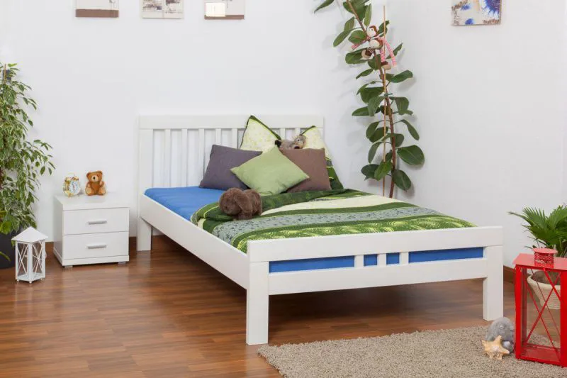 Blanc Hêtre Lit en bois 140 x 200 cm Blanc Abbildung