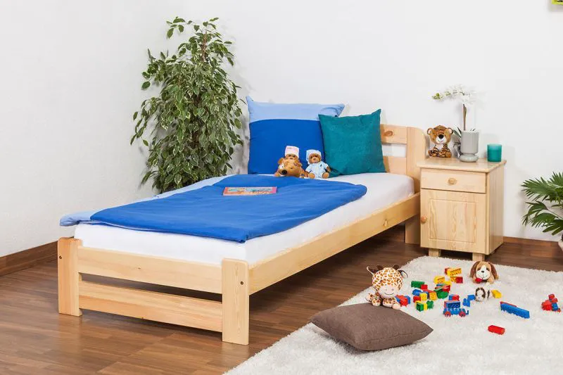 Lit en bois 160 x 200 cm Pin massif Naturel avec sommier à lattes Abbildung