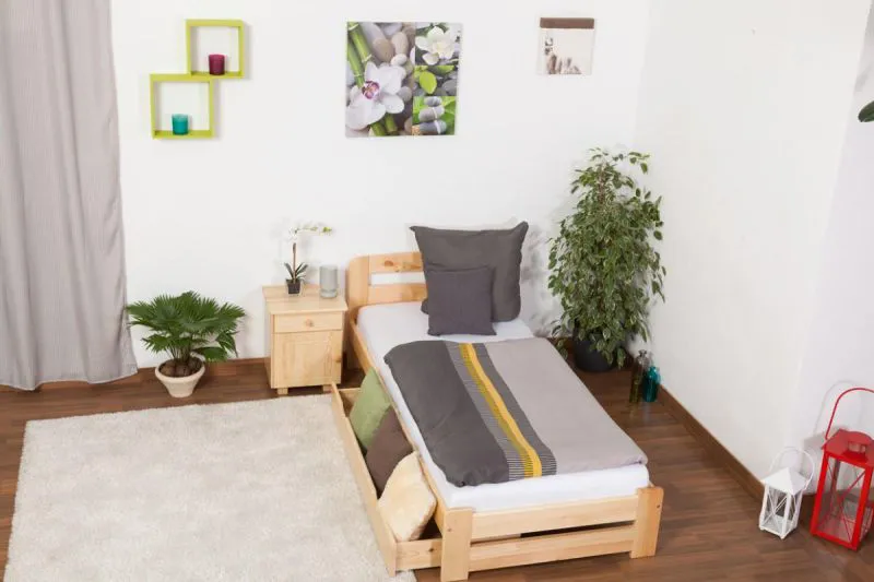 Bois massif Lit Pin 160 x 200 cm Naturel Abbildung