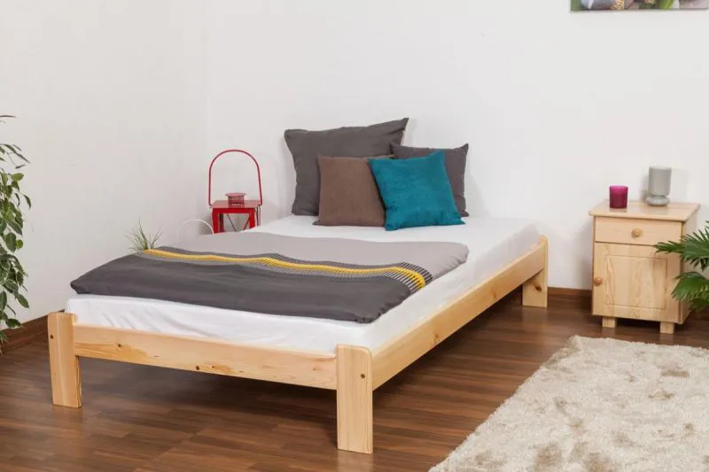 Lit en bois 120 x 200 cm Pin massif Naturel avec sommier à lattes Abbildung