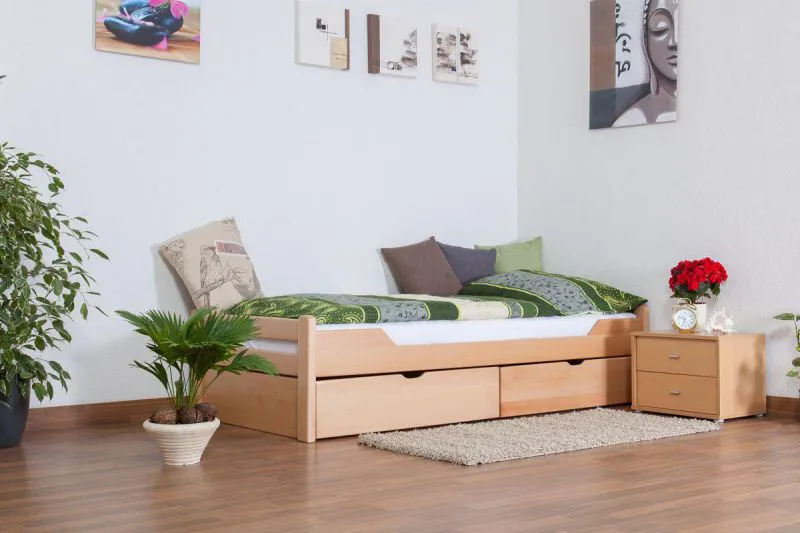 Hêtre Cadre de lit avec tiroir 90 x 200 cm Naturel Abbildung